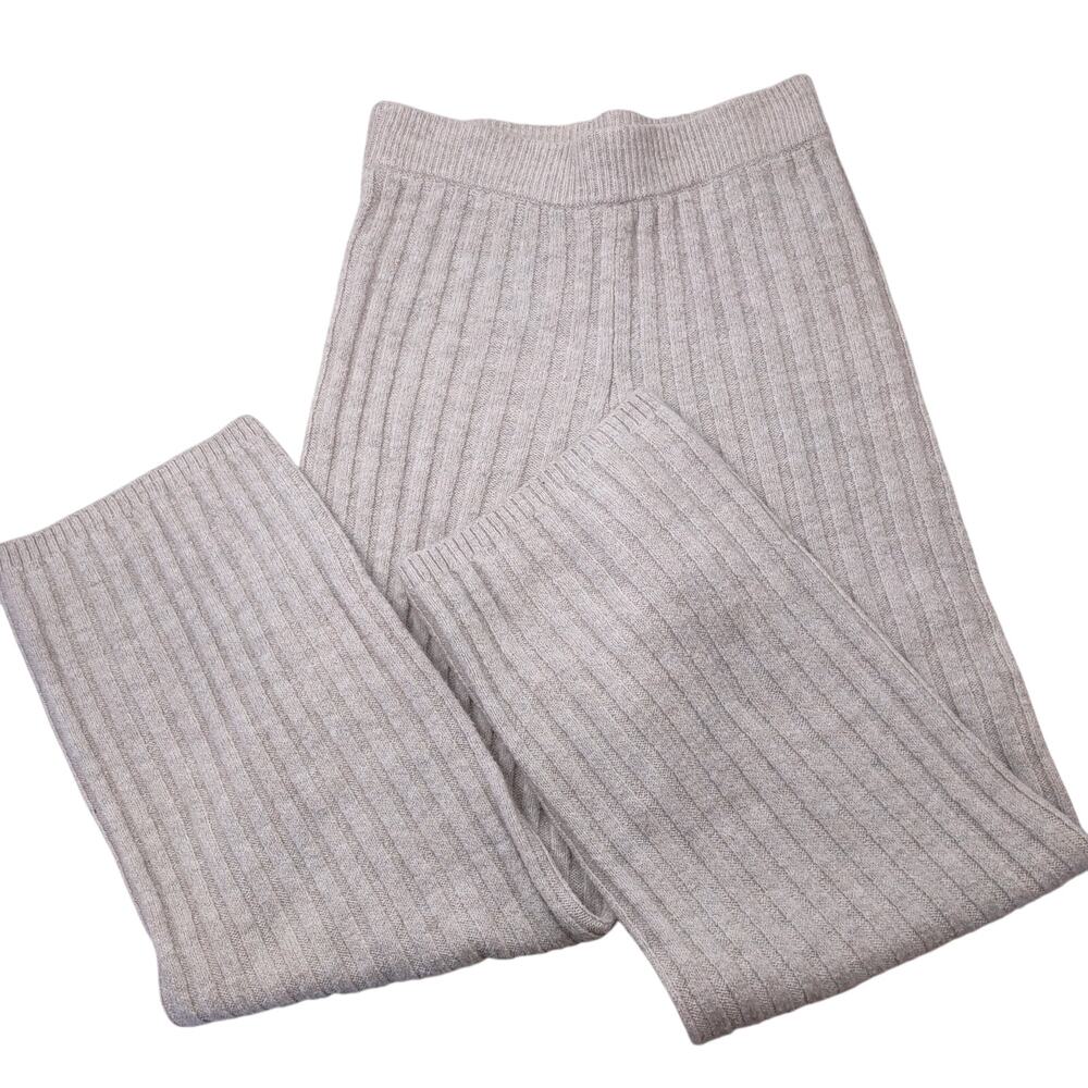 H&M Beige Wide Leg Knit Pants, Size Small
